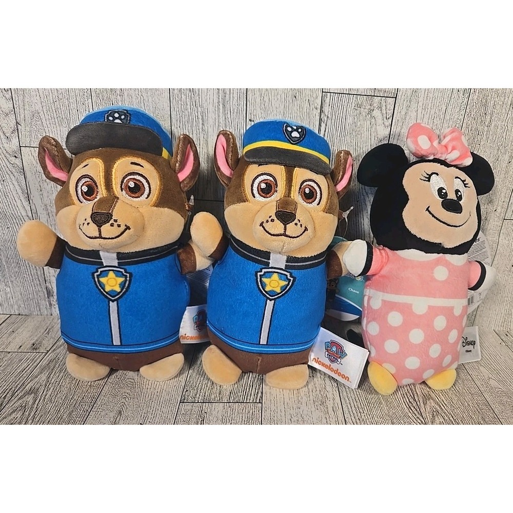 Hug Mees Squishmallows Chase & Minnie Mouse 7" Plush Jazwares Lot of 3 NEW